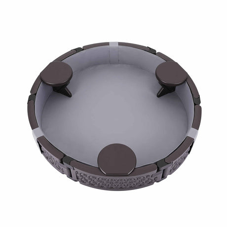 Kids Outdoor Sandpit Toys Sandbox 121cm Round Brown 3 Seats Cover Liner