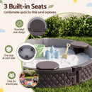 Kids Outdoor Sandpit Toys Sandbox 121cm Round Brown 3 Seats Cover Liner