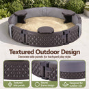Kids Outdoor Sandpit Toys Sandbox 121cm Round Brown 3 Seats Cover Liner