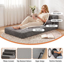 Artiss 3-in-1 Folding Sofa Bed Armless Lounger Chair with Side Pocket and Pillow