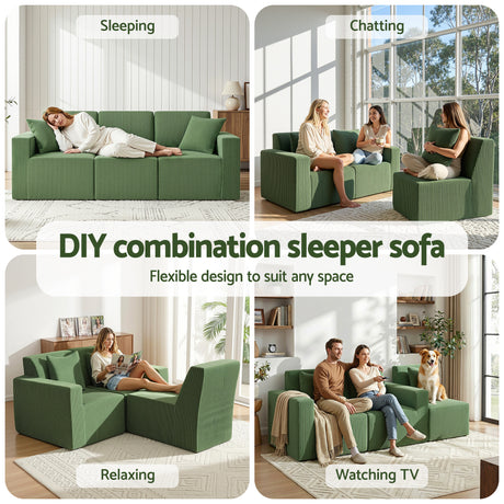 Artiss Modular 3-Seater Sofa Bed Convertible Sectional Floor Couch with Deep Seat