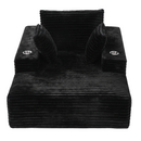Artiss Sofa Bed Lounge Chair Sleeper Couch Chaise Single Seater Faux Fur Black