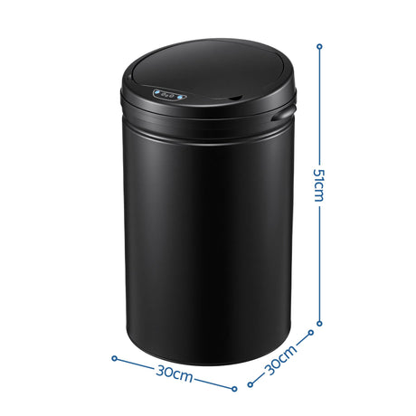 Devanti 30L Sensor Bin Automatic Touchless Trash Can Garbage Rubbish Black