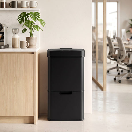 Devanti 72L Sensor Bin Rubbish Bins 4-in-1 Compartment Stainless Steel Trash Can Black