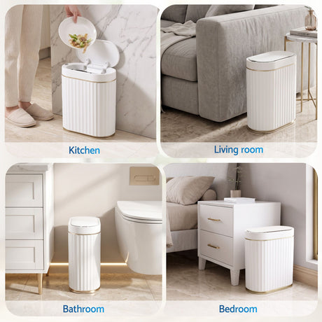 Devanti Sensor Bins 7L Motion Sensor Trash Can Slim Touchless Automatic Waste Bin White