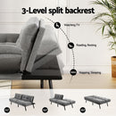 Artiss Sofa Bed Convertible 3 Seater Couch Recliner Lounge Chair Fabric Grey