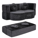 Artiss 2 in 1 Convertible Compressed Sofa Bed, Folding Boneless Sofabed for Living Room ,Comfort Curved Sleeper Couch with High Density Sponge, Apartment Essentials, No Assembly, 2 Pillows, Grey