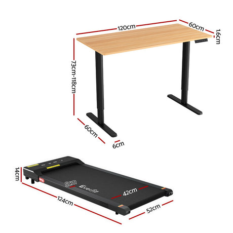 Artiss Electric Treadmill with 120cm Automatic Standing Desk Walking Pad 400mm