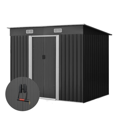Giantz Garden Shed 2.38x1.31M Sheds Outdoor Storage Tool Metal Workshop Shelter Sliding Door