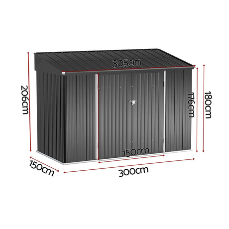 Giantz Garden Shed Galvanised Steel 3.05x1.5M Outdoor Storage Shed Workshop House Shelter