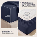 Giselle King 500TC Cotton 4Pcs Sheet Set with 40cm Extra Deep Pocket for Thick Mattresses Sateen Weave for Sweaty Nights Navy Blue