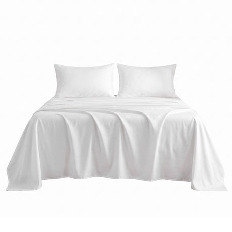 Giselle Double 500TC Cotton 4Pcs Sheet Set with 40cm Extra Deep Pocket for Thick Mattresses Sateen Weave for Sweaty Nights White