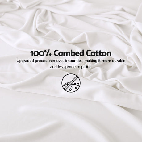 Giselle Single 500TC Cotton 4Pcs Sheet Set with 40cm Extra Deep Pocket for Thick Mattresses Sateen Weave for Sweaty Nights White