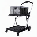 Artiss Shopping Trolley with Wheels 2 Layer w/1 Crate Foldable Trolley Grey