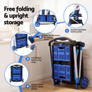 Artiss Shopping Trolley with Wheels 2 Layer w/2 Crates Foldable Trolley Blue