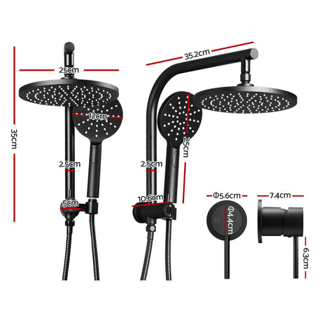 Cefito 9'' Rain Shower Head Set Handheld Round High Pressure Mixer Tap Chrome