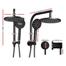 Cefito 9'' Rain Shower Head Set Handheld Round High Pressure Twins Tap Chrome