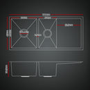 Cefito Stainless Steel Sink 100x45CM With Pull Out Mixer Tap Kitchen Basin Double Bowl Black
