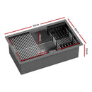 Cefito Stainless Steel Sink 70x45CM With Pull Out Mixer Tap Kitchen Basin Single Bowl Black