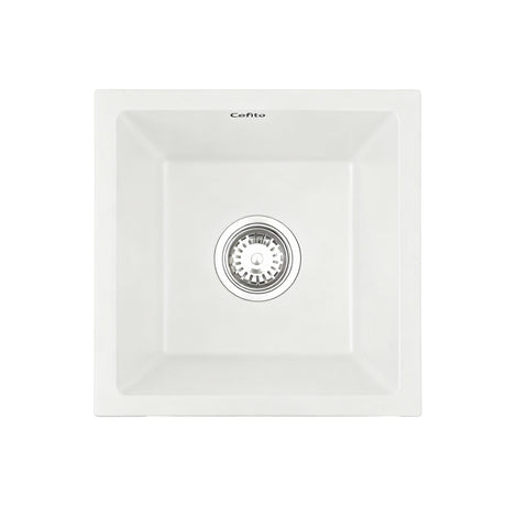 Cefito Kitchen Sink 38x38cm Granite Stone Sink Single Bowl White