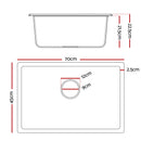 Cefito Kitchen Sink 70x45cm Granite Stone Sink Single Bowl White