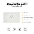 Cefito Kitchen Sink 70x45cm Granite Stone Sink Single Bowl White