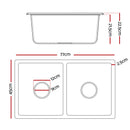 Cefito Kitchen Sink 77x45cm Granite Stone Sink Double Bowl Black