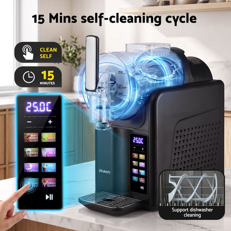 Devanti Slushie Machine 2L Frozen Drink Maker Ice Cream Cocktail Slush Maker Black