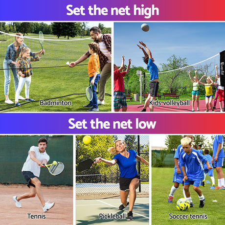 Everfit 3.6M Badminton Tennis Net Portable Volleyball Kit Adjustable Height