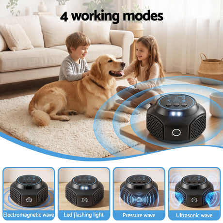 Gardeon Ultrasonic Rat Repeller 360 Degree 4 Modes Pest Repeller Black