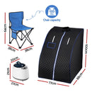 Devanti Portable Steam Sauna Tent 1000W 2L Steamer Pot Personal Home SPA Timer
