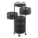 Artiss Storage Trolley Kitchen Cart 5 Tiers Storage Rack Round Basket Black