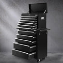 Giantz 15 Drawers Tool Chest Trolley Toolbox 2-in-1 Storage Black