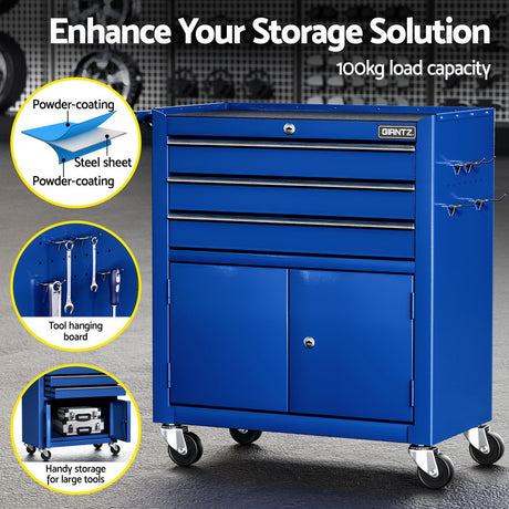 Giantz 3 Drawer Tool Box Cabinet Chest Toolbox Garage Storage Organiser