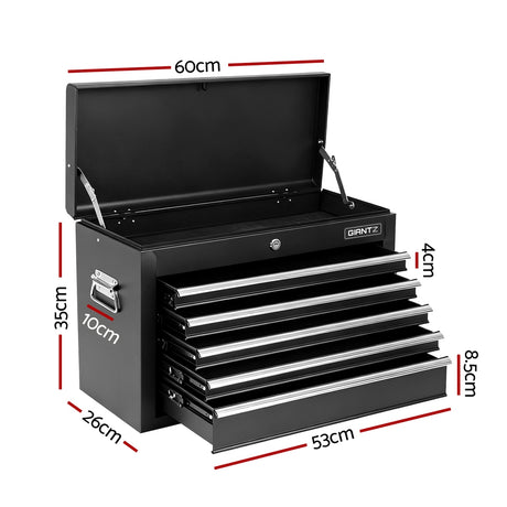 GIANTZ 5 Drawer Tool Chest Box Cabinet Lockable Garage Storage Organiser Black