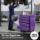 Giantz 5 Drawer Tool Chest Trolley Cabinet Toolbox Heavy Duty Garage Storage Organiser Purple