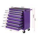 Giantz 7-Drawer Tool Chest Trolley Cabinet Toolbox Heavy Duty Garage Storage Organiser Purple