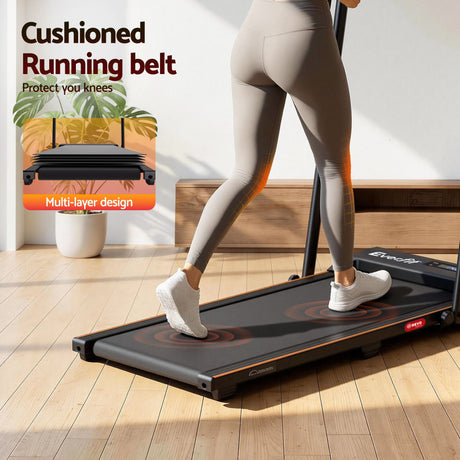 Everfit 3 in 1 Walking Pad Treadmill 12% Incline Foldable Under Desk Treadmills for Home Gym With 38cm Wide Belt Black