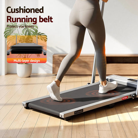 Everfit 3 in 1 Walking Pad Treadmill 12% Incline Foldable Under Desk Treadmills for Home Gym With 38cm Wide Belt Silver