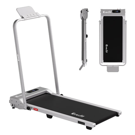Everfit 3 in 1 Walking Pad Treadmill 12% Incline Foldable Under Desk Treadmills for Home Gym With 38cm Wide Belt Silver