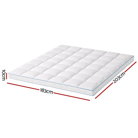 Giselle Bedding 1500GSM Bamboo Pillowtop Mattress Topper 10cm Thick Pad for Back Pain Relief, High Loft Cooling Underlay for Dorm & Guest Bed, 45cm Deep Pocket King
