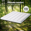 Giselle Bedding 1500GSM Bamboo Pillowtop Mattress Topper 10cm Thick Pad for Back Pain Relief, High Loft Cooling Underlay for Dorm & Guest Bed, 45cm Deep Pocket King