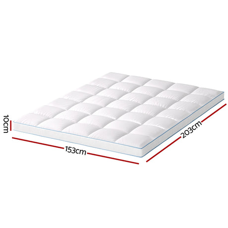 Giselle Bedding 1500GSM Bamboo Pillowtop Mattress Topper 10cm Thick Pad for Back Pain Relief, High Loft Cooling Underlay for Dorm & Guest Bed, 45cm Deep Pocket Queen