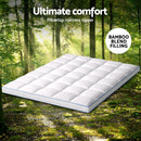 Giselle Bedding 1500GSM Bamboo Pillowtop Mattress Topper 10cm Thick Pad for Back Pain Relief, High Loft Cooling Underlay for Dorm & Guest Bed, 45cm Deep Pocket Queen