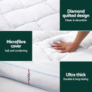 Giselle Bedding 1500GSM Bamboo Pillowtop Mattress Topper 10cm Thick Pad for Back Pain Relief, High Loft Cooling Underlay for Dorm & Guest Bed, 45cm Deep Pocket Queen