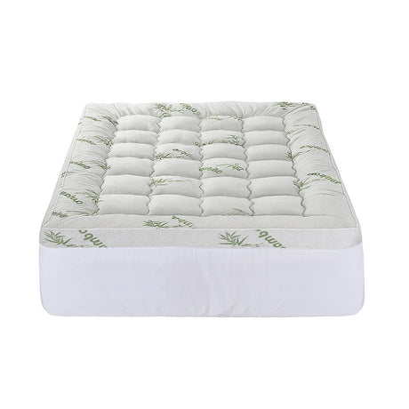Giselle Bedding 1500GSM Pillowtop Mattress Topper Bamboo Mattress Pad for Back Pain Relief Washable 11cm Thick Bed Cover with 45cm Deep Pocket Double