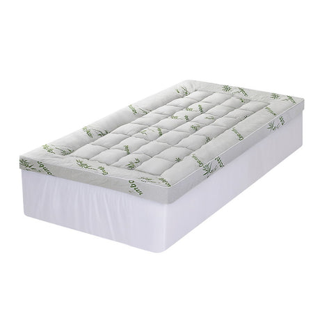 Giselle Bedding 1500GSM Pillowtop Mattress Topper Bamboo Mattress Pad for Back Pain Relief Washable 11cm Thick Bed Cover with 45cm Deep Pocket King Single