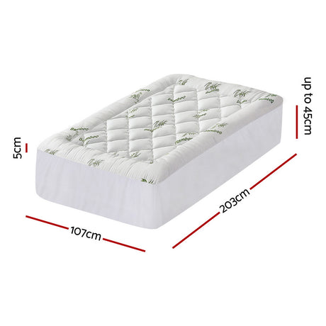 Giselle Mattress Topper 5cm Pillowtop toppers Bamboo King Single