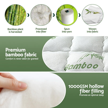 Giselle Mattress Topper 5cm Pillowtop toppers Bamboo King Single