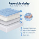 Giselle Bedding Pillowtop Mattress Topper 5cm Reversible Cooling & Soft Coral Fleece Pad for Back Pain Relief, Washable Skin-friendly Bed Protector with 45cm Deep Pocket Double